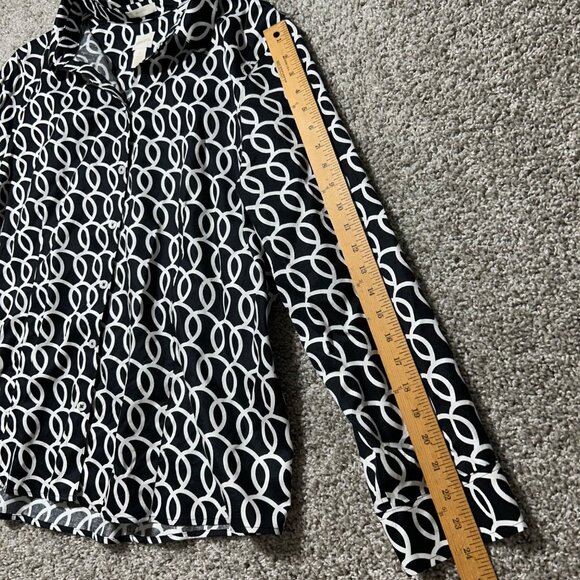 Chicos Womens Sz XXL No-Iron Black & White Geometric Button-Up Shirt Long Sleeve - Picture 7 of 9